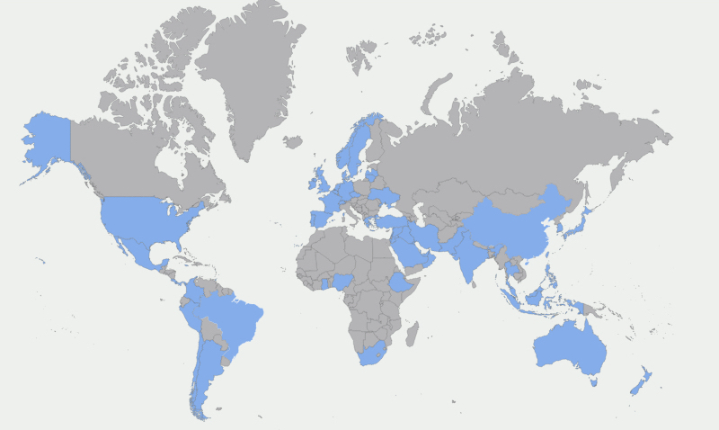 Countries highlighted in blue represent ILP activity.